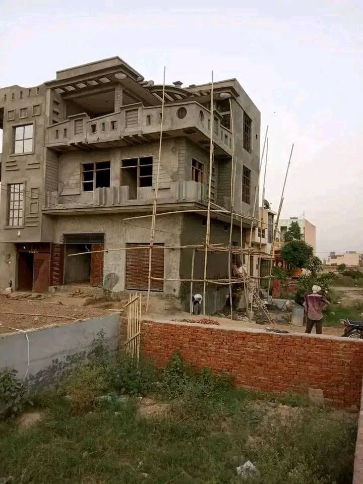 Villa civil construction with scaffolding